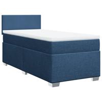 Boxspring met matras stof blauw 90x190 cm - thumbnail