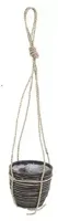 Rotan hangpot stripe black wash 15x14 cm - thumbnail