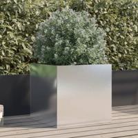Plantenbak 49x47x46 cm roestvrij staal zilverkleurig - thumbnail