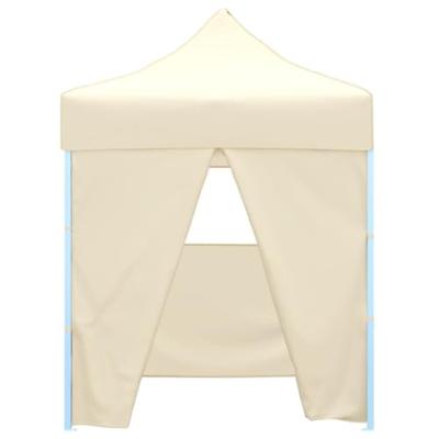 Partytent met 4 zijwanden inklapbaar 2x2 m staal creme