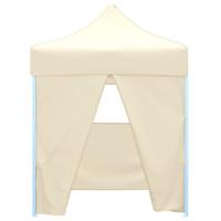 Partytent met 4 zijwanden inklapbaar 2x2 m staal creme - thumbnail