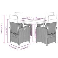 5-delige Tuinset met kussens poly rattan zwart - thumbnail