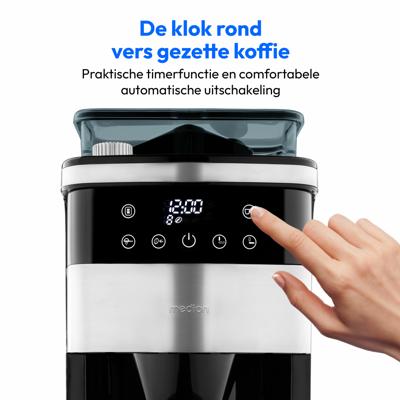 Digitaal geïsoleerd filterkoffiezetapparaat met molen - MEDION - 1000W - 1,0L - Zilver