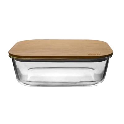 Brabantia Glazen Ovenschaal met Bamboe Deksel 2.3L