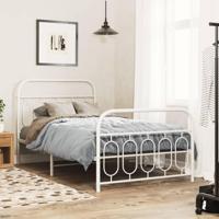 Bedframe met hoofd- en voeteneinde metaal wit 107x203 cm - thumbnail