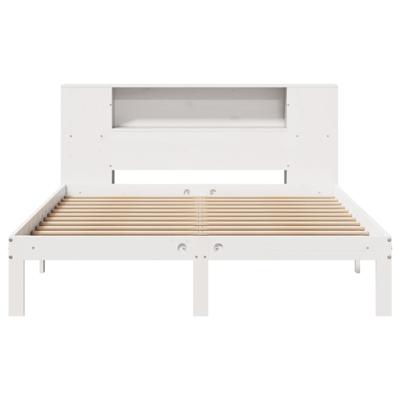 Bed met boekenkast zonder matras grenenhout wit 150x200 cm - thumbnail