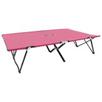 Ligbed 2-persoons inklapbaar staal roze - thumbnail