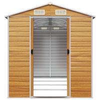 Tuinschuur 191x385x198 cm gegalvaniseerd staal lichtbruin - thumbnail