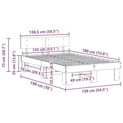 Bedframe met hoofdeinde Wit 135 x 190 cm Massief grenenhout