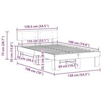 Bedframe met hoofdeinde Wit 135 x 190 cm Massief grenenhout - thumbnail