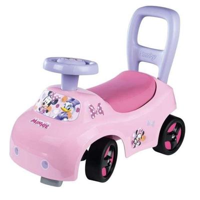 Smoby - 2 in 1 autokinderwagen - Minnie - Doos onder het zadel + claxon - Vanaf 10 maanden - Made in France