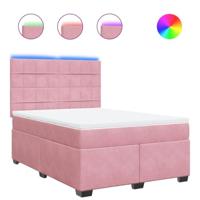 Boxspring met matras fluweel roze 160x200 cm - thumbnail