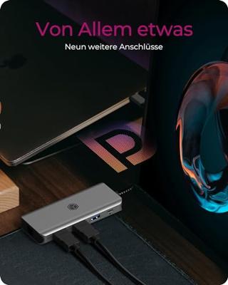 ICY BOX IB-DK4012-CPD Bedraad USB 3.2 Gen 1 (3.1 Gen 1) Type-C Antraciet, Zwart