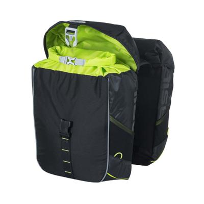 Basil miles double bag - waterdichte dubbele fietstas, unisex, sportief, zwart-limoen - thumbnail