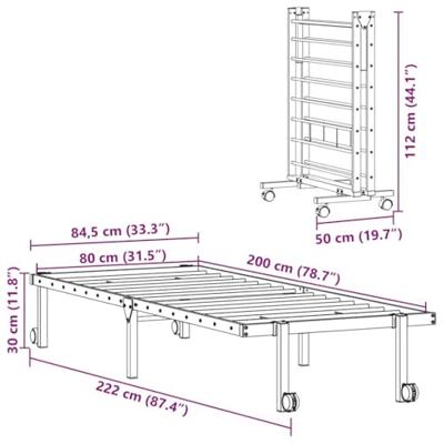 Bedframe zonder matras opvouwbaar 80x200 cm staal zwart