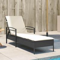 Ligbed met kussen 63x200x81 cm poly rattan zwart - thumbnail