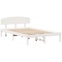 Bedframe met hoofdeinde Wit 135 x 190 cm Massief grenenhout - thumbnail