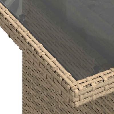 7-delige Loungeset met kussens poly rattan beige - thumbnail