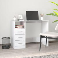 Bureau met lades 102x50x76 cm bewerkt hout hoogglans wit - thumbnail