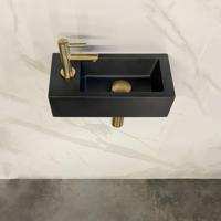 Fonteinset BWS Rinka 36x18x9 cm Links Quartz Messing Geborsteld Goud - thumbnail