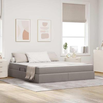 Opbergbed met matras met matras Taupe 160 x 200 cm Polyester