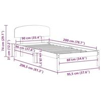 Bedframe met hoofdeinde Bruin 90 x 200 cm Massief grenenhout - thumbnail
