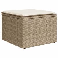 2-delige Loungeset met kussens poly rattan acacia beige - thumbnail