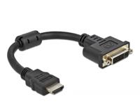 Delock 65206 HDMI / DVI Adapter [1x HDMI-stekker - 1x DVI-bus 24+5-polig] Zwart 0.20 m - thumbnail