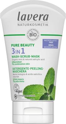 Lavera Pure Beauty 3-in-1 reiniger - peeling - masker 125 Milliliter Lavera Pure Beauty 3-in-1 reiniger - peeling - masker 125 Milliliter