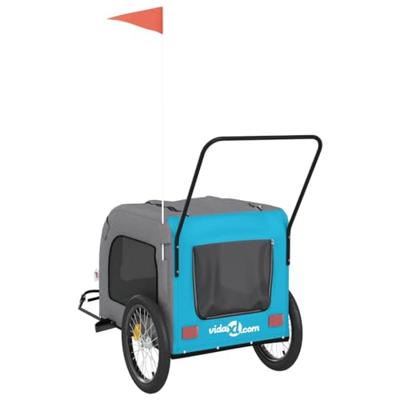 Hondenfietstrailer oxford stof en ijzer blauw en grijs - thumbnail
