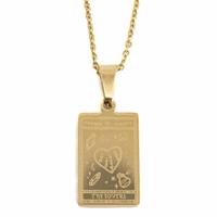 Amulet Staal Goudkleurig Tarot 'de Geliefden' - thumbnail