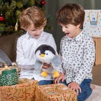 Pluche knuffelpinguïn Floppy Choopy - GIPSY TOYS - 22 cm - Zwart / Wit / Grijs - thumbnail