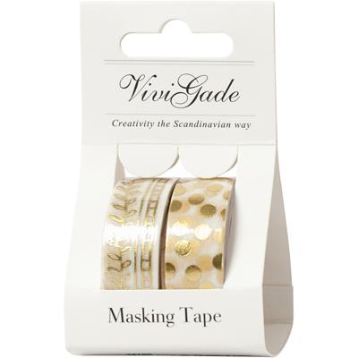 Vivi Gade Masking tape, ranken en stippen - folie, b: 15 mm, goud, 2x4 m/ 1 doos