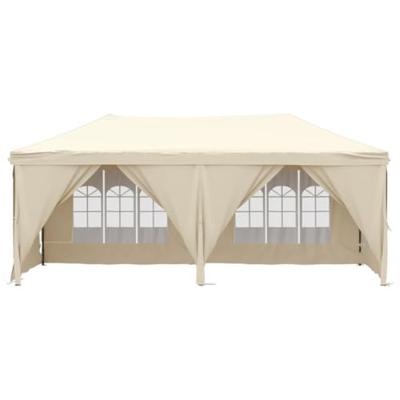 Partytent inklapbaar met zijwanden 3x6 m crèmekleurig - thumbnail