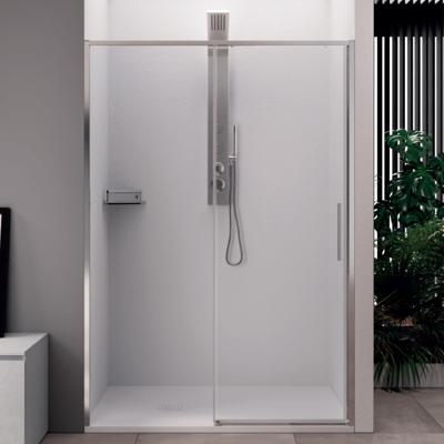 Schuifdeur Lacus Torcello Tweedelig Helder Glas 120x200 cm Aluminium Profiel Chroom Lacus Schuifdeur Lacus Torcello Tweedelig Helder Glas 120x200 cm Aluminium Profiel Chroom Lacus