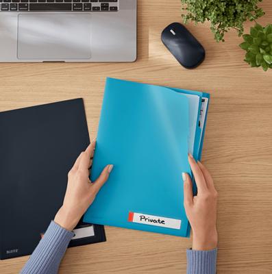 Leitz Cosy L-map met tabbladen, 3 compartimenten, ft A4, PP van 200 micron, ondoorzichtig, grijs