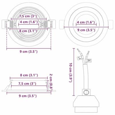 VidaXL Spotje 12 pcs wit 9 x 9 x 2 cm aluminium