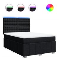 Boxspring met matras stof zwart 140x200 cm - thumbnail