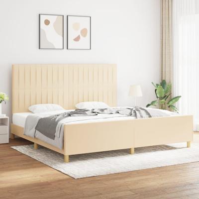 Bedframe zonder matras stof crèmekleurig 200x200 cm