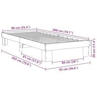 Bedframe zonder matras 90x200 cm massief hout eiken - thumbnail
