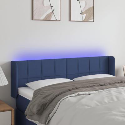 Hoofdbord LED 147x16x78/88 cm stof blauw