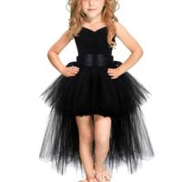 Zwarte meisjes Lace Sling jurk mesh Tutu partij jurk KId grootte: 7-9 leeftijd (120-140cm) - thumbnail