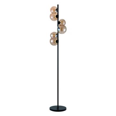 Freelight Vloerlamp Calcio 6 lichts H 170 cm excl. 6x G9 LED amber glas zwart