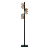 Freelight Vloerlamp Calcio 6 lichts H 170 cm excl. 6x G9 LED amber glas zwart - thumbnail