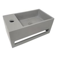 Fontein met Handdoekhouder BWS Betonlook 35.6x20.3x15.9 cm Grijs (kraangat links) - thumbnail