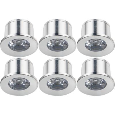 LED Veranda Spot Verlichting 6 Pack - Velvalux - 1W - Warm Wit 3000K - Inbouw - Rond - Mat Zilver - Aluminium - Ø31mm