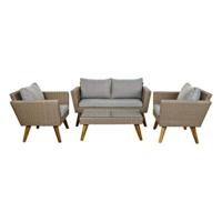 Tafelset met 3 fauteuils DKD Home Decor MB-166666 137 x 66 x 70,5 cm Kristal Hout Synthetische rotan Staal (4 pcs) - thumbnail