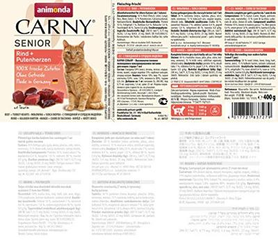 ANIMONDA Carny Senior Beef and turkey hearts - nat kattenvoer - 400g