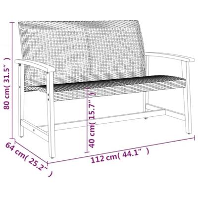 5-delige Loungeset poly rattan en acaciahout zwart 5-delige Loungeset poly rattan en acaciahout zwart