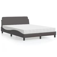 Bed met matras "Dover" kunstleer grijs 140x190 cm - thumbnail